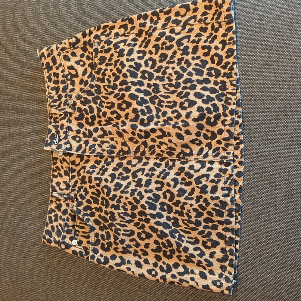 Topshop Jean Leopard Print Mini Skirt